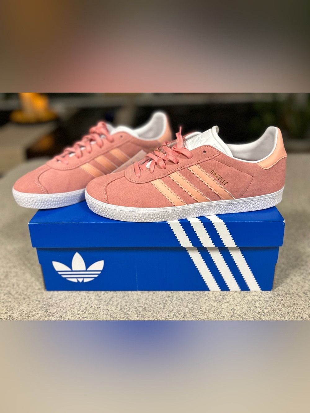 Adidas Gazelle J Pink and Peach Stripes Sneakers - Size 8.5 NWT